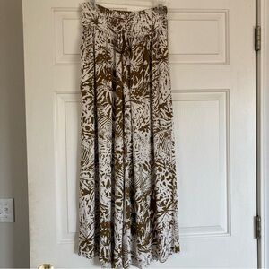 BLUE ISLAND  brown & white tropical, wide leg,  lounge beach pants size M